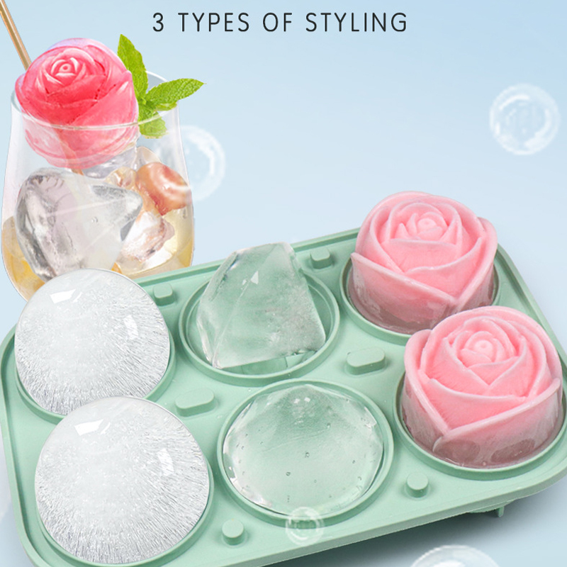 Ice Mold Sphere - 3D Rose เพชรรอบ Ice Cube แม่พิมพ์