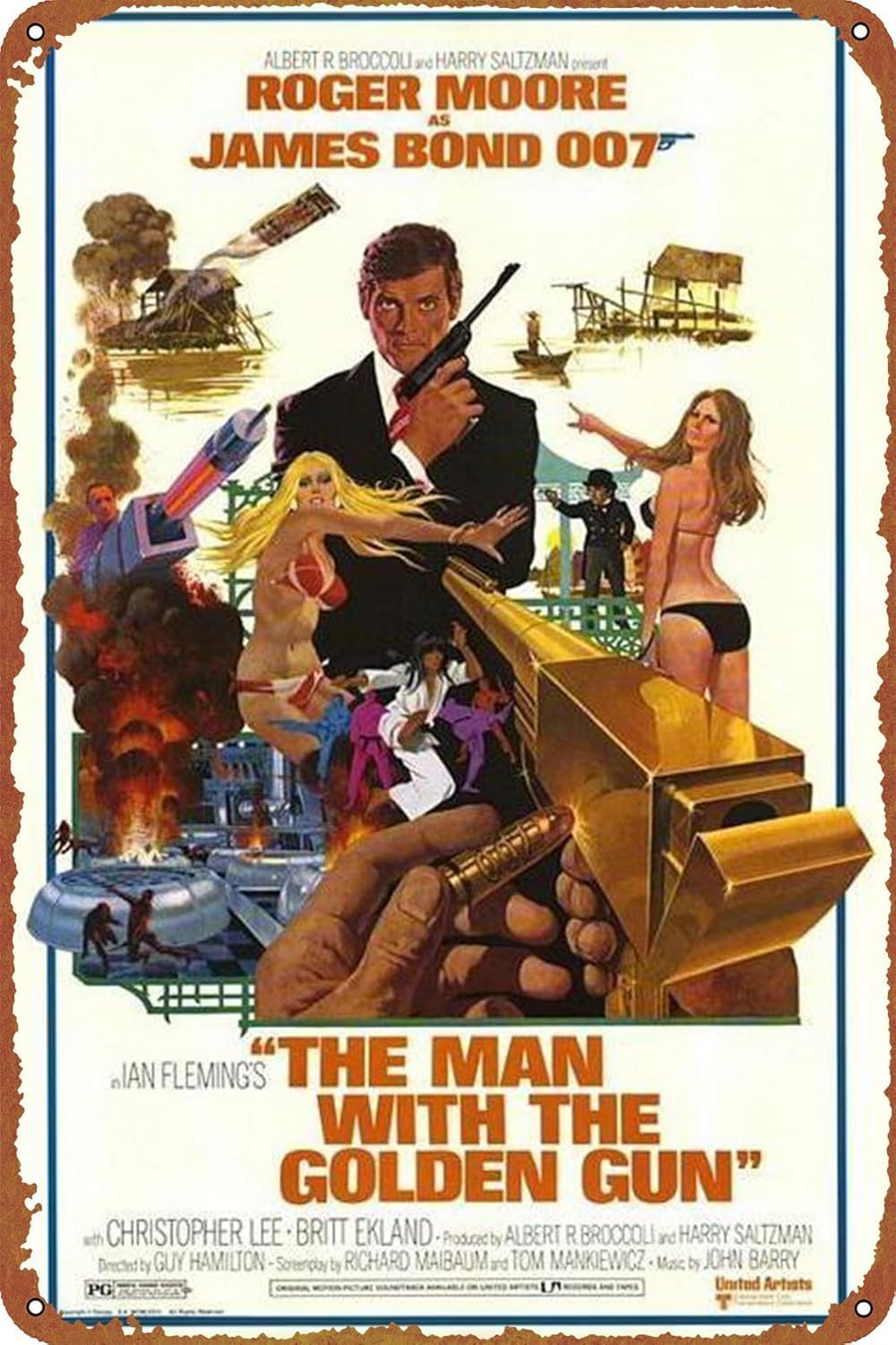 Home Bar And Restaurant - ป้ายโลหะวินเทจลายโปสเตอร์ภาพยนตร์ The Man With the Golden