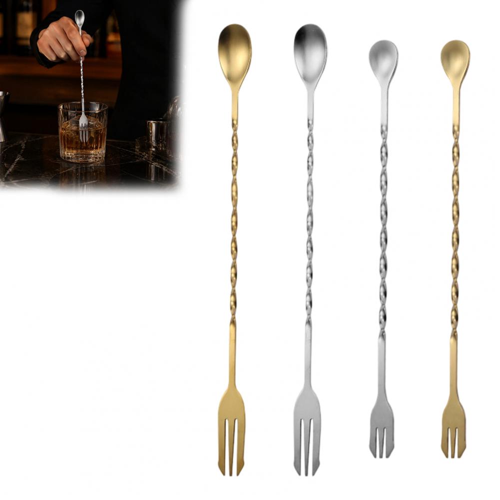 Bar Spoon Twisted - ช้อนคนค็อกเทลสแตนเลส ด้ามยาว ช้อนผสมสแตนเลส ด้ามยาว ดีไซน์เกลียวบิด สำหรับกาแฟ