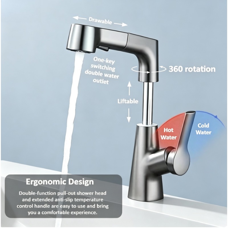 ก๊อกน้ำแบบดึงออกได้ในห้องน้ำ อ - Home Bar Sink บทวิจารณ์และราคา
