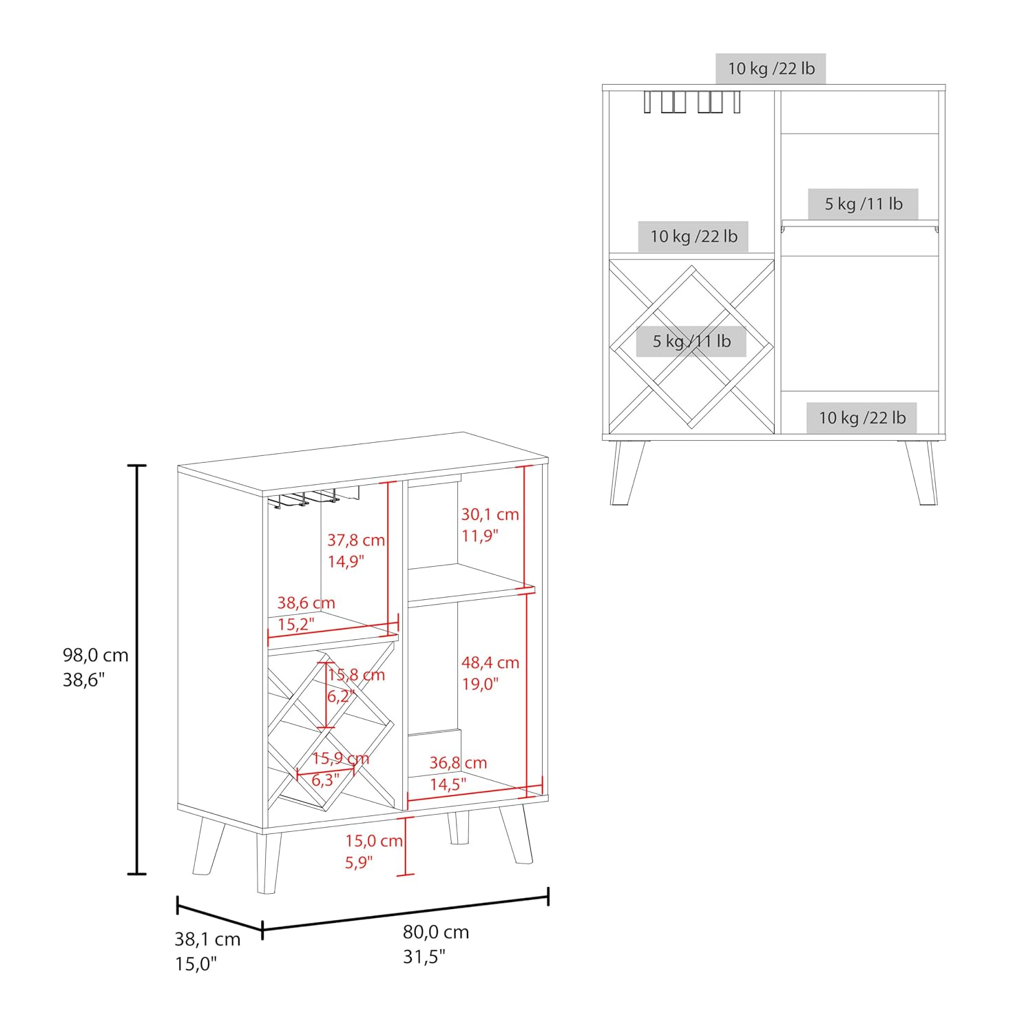 ตู้บาร์ไม้โอ๊คสีน้ำเงิน 4 ชั้น - Home Bar Shelves บทวิจารณ์และราคา